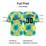 Custom Full Print Design Authentic Baseball Jersey green-yellow