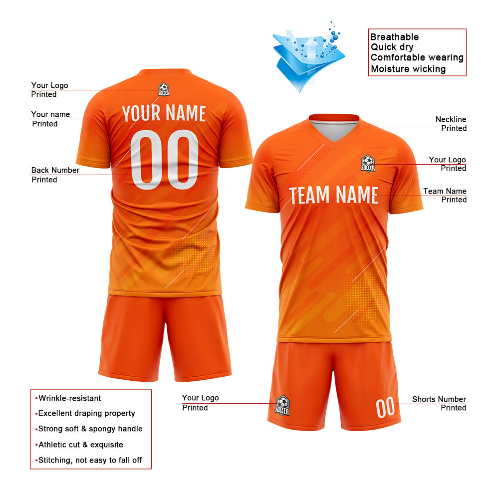 Custom Soccer Jerseys for Men Women Personalized Soccer Uniforms for Adult and Kid Orange enthsush