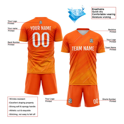 Custom Soccer Jerseys for Men Women Personalized Soccer Uniforms for Adult and Kid Orange enthsush