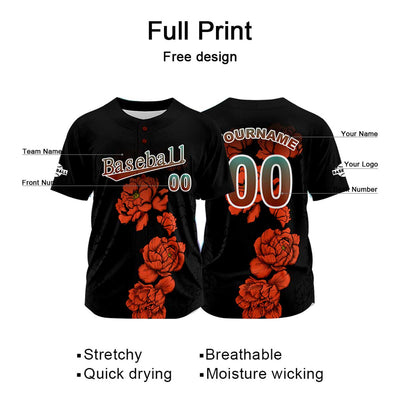 Custom Black Jersey Personalized Baseball Shirt for Men Women Kids Youth enthsush