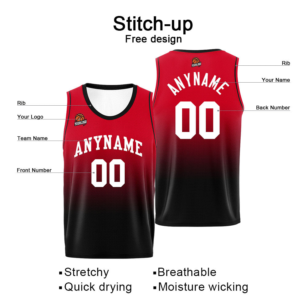 Custom Basketball Jersey Personalized Stitched Team Name Number Logo Red&Black enthsush