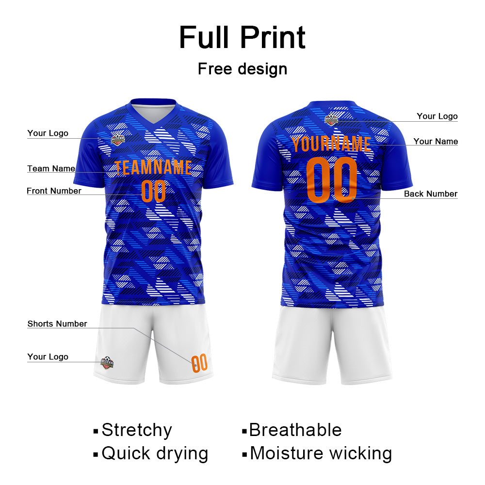 Custom Soccer Jerseys for Men Women Personalized Soccer Uniforms for Adult and Kid Royal-White enthsush