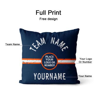 Custom Football Throw Pillow for Men Women Boy Gift Printed Your Personalized Name Number Navy & Orange enthsush