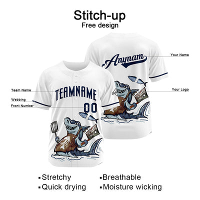 Custom Baseball Uniforms High-Quality for Adult Kids Optimized for Performance Chef Shark-White enthsush
