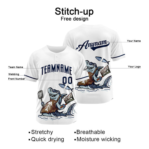 Custom Baseball Uniforms High-Quality for Adult Kids Optimized for Performance Chef Shark-White enthsush