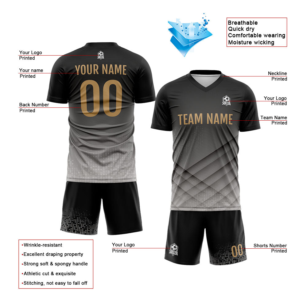 Custom Soccer Jerseys for Men Women Personalized Soccer Uniforms for Adult and Kid Black&Gray enthsush