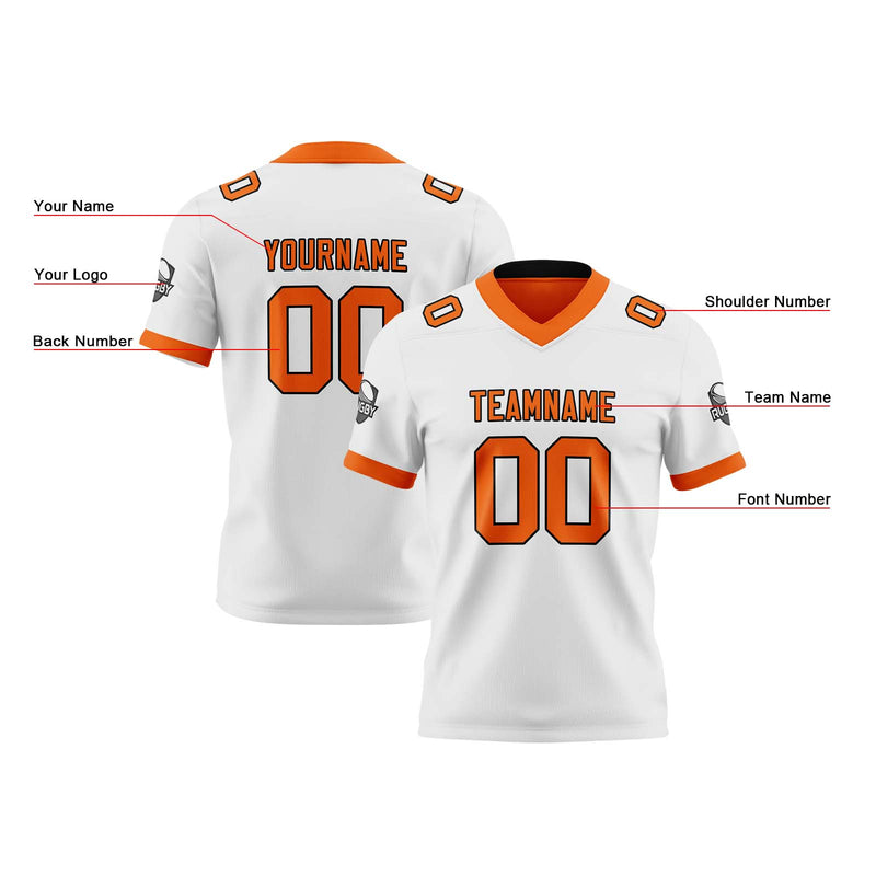 Custom White Orange Reversible Gradient Football Jersey Personalized Football Shirts for Men Women  Printed Team Name Number Logo