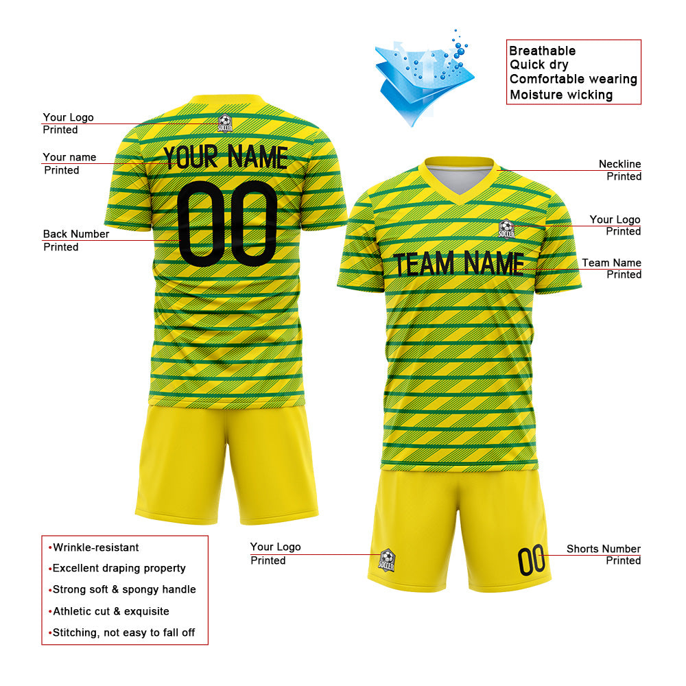 Custom Soccer Jerseys for Men Women Personalized Soccer Uniforms for Adult and Kid Yellow-Green enthsush