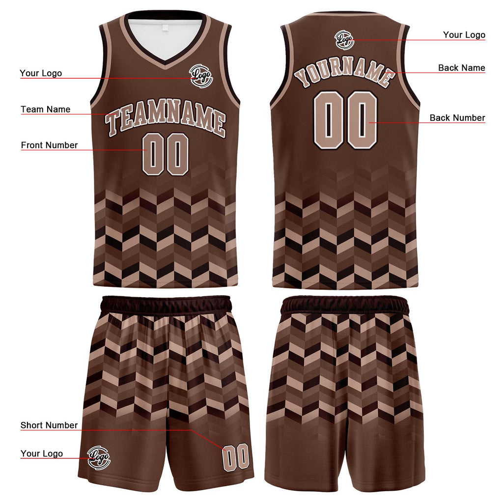 Custom Brown Basketball Jersey Uniform Suit Printed Your Logo Name Number enthsush