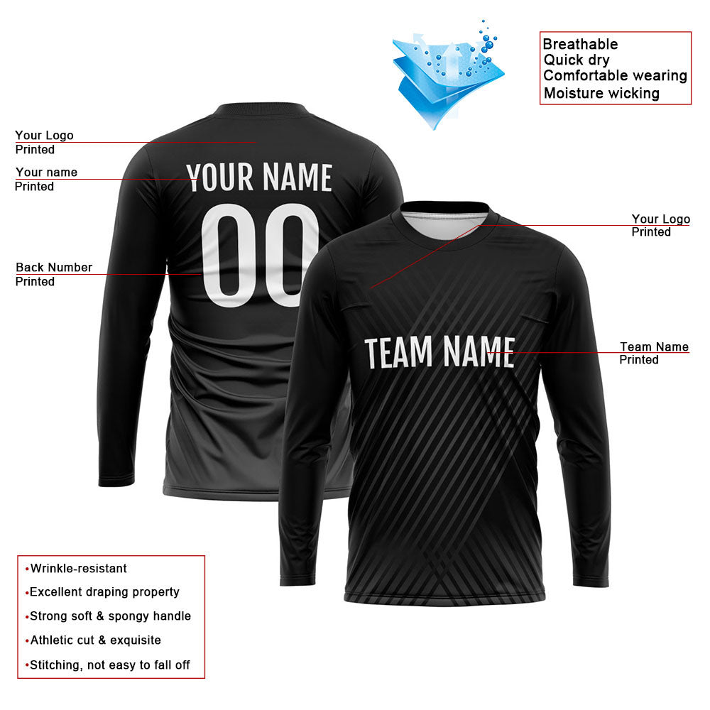 Custom Basketball Soccer Football Shooting Long T-Shirt for Adults and Kids Black enthsush