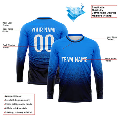 Custom Basketball Soccer Football Shooting Long T-Shirt for Adults and Kids Blue-Navy enthsush