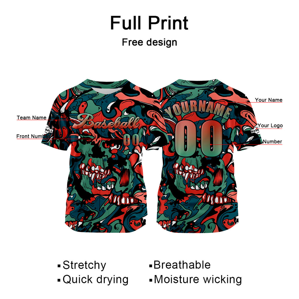 Custom Red Green Jersey Personalized Baseball Shirt for Men Women Kids Youth enthsush