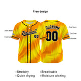 Custom Full Print Design Authentic Baseball Jersey orange-yellow