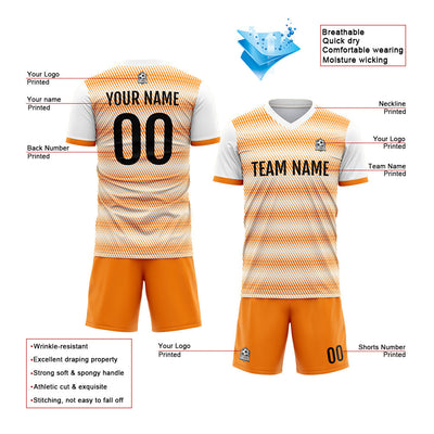Custom Soccer Jerseys for Men Women Personalized Soccer Uniforms for Adult and Kid White-Orange enthsush