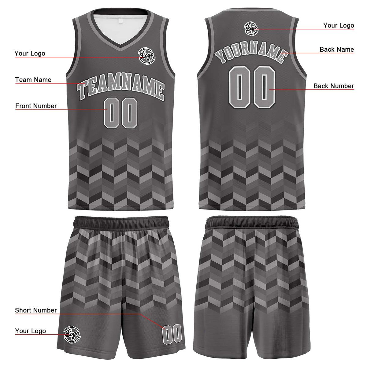 Custom Grey Basketball Jersey Uniform Suit Printed Your Logo Name Number enthsush