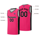 Custom basketball jersey shorts for men and women. Embroidered and printed name, number and logo Pink&Black