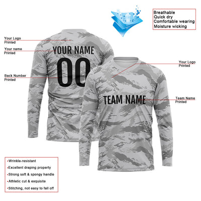 Custom Basketball Soccer Football Shooting Long T-Shirt for Adults and Kids Camouflage Gray enthsush