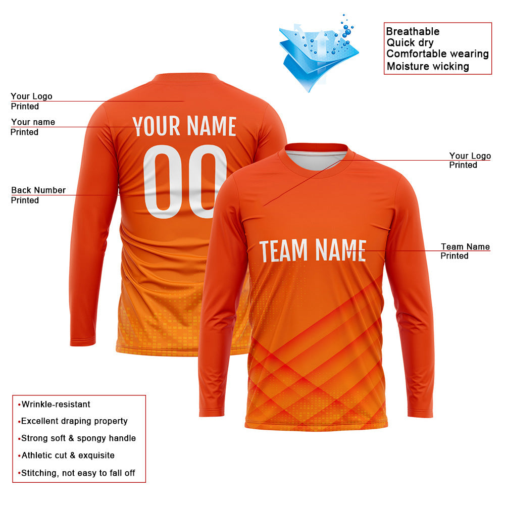 Custom Basketball Soccer Football Shooting Long T-Shirt for Adults and Kids Orange enthsush