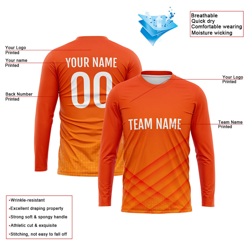 Custom Basketball Soccer Football Shooting Long T-Shirt for Adults and Kids Orange