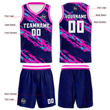 Custom Navy Pink Basketball Jersey Uniform Suit Printed Your Logo Name Number