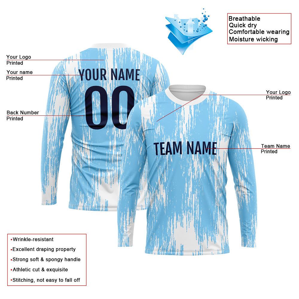 Custom Basketball Soccer Football Shooting Long T-Shirt for Adults and Kids Light Blue enthsush