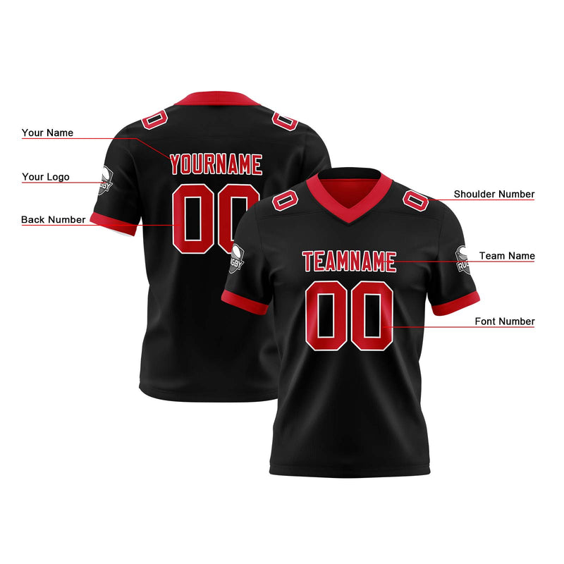 Custom Black Red Reversible Gradient Football Jersey Personalized Football Shirts for Men Women  Printed Team Name Number Logo