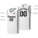 Custom basketball jersey shorts for men and women. Embroidered and printed name, number and logo White&Grey