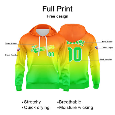 Custom Gradient Hoodie For Man Woman Girl Boy Print Your Logo Name Number Orange Yellow Green enthsush