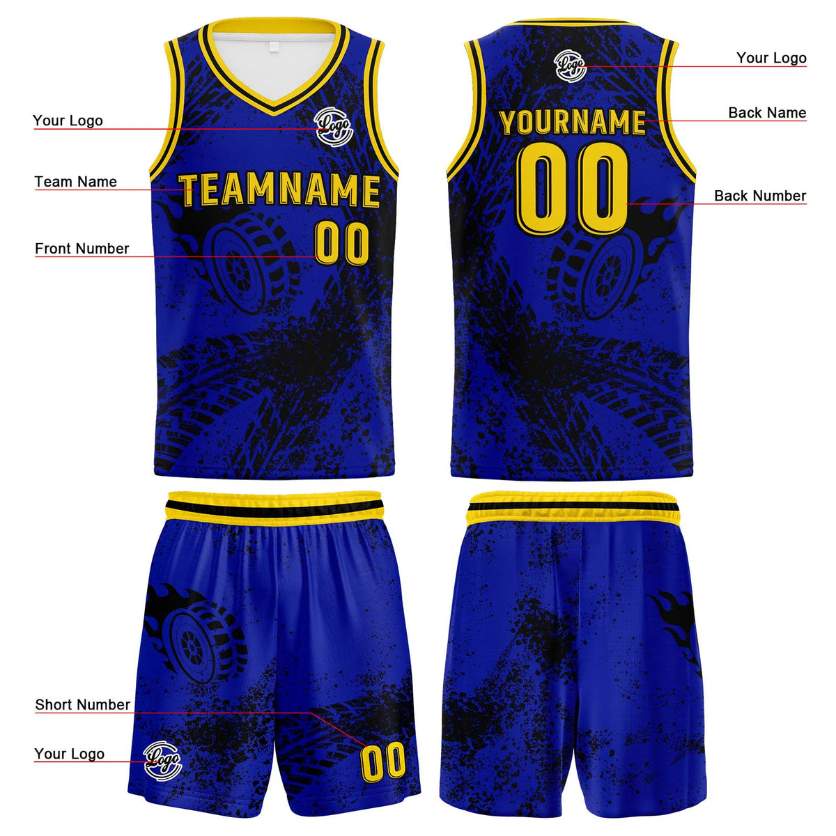 Custom Royal Basketball Jersey Uniform Suit Printed Your Logo Name Number enthsush