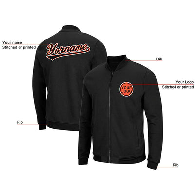 Custom Long Sleeve Windbreaker Jackets Uniform Printed Your Logo Name Number Black-Orange-White enthsush