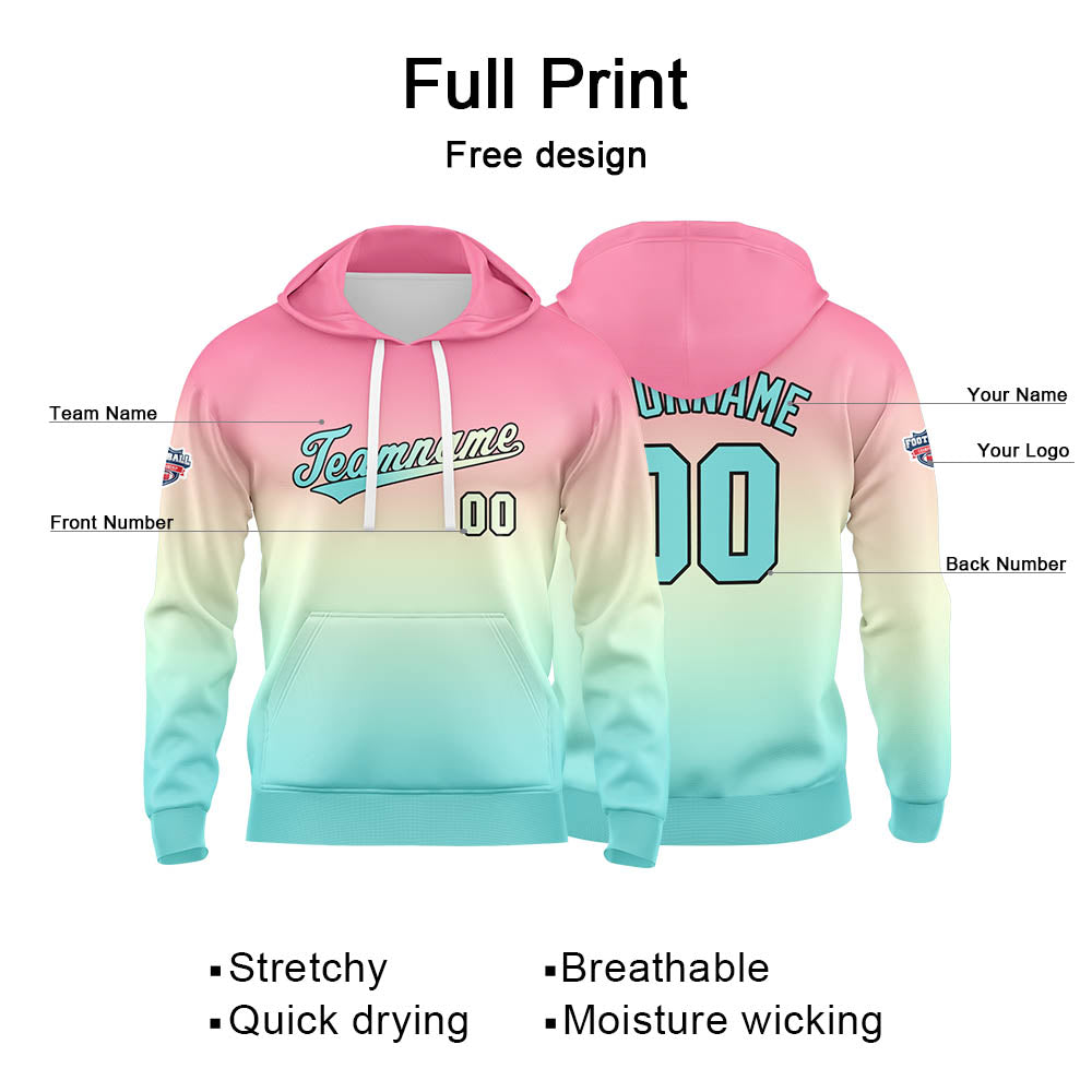 Custom Gradient Hoodie For Man Woman Girl Boy Print Your Logo Name Number Powder Light Blue enthsush