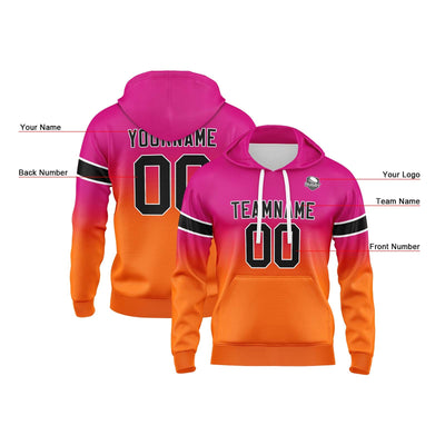 Custom Gradient Hoodie For Man Woman Girl Boy Print Your Logo Name Number Rose&Orange enthsush