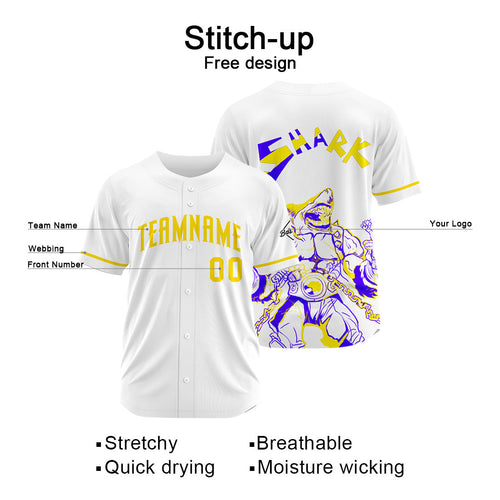 Custom Baseball Uniforms High-Quality for Adult Kids Optimized for Performance Shark-White&Yellow enthsush