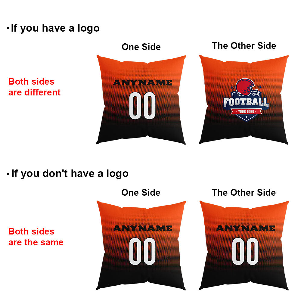 Custom Football Throw Pillow for Men Women Boy Gift Printed Your Personalized Name Number Orange&Black&White enthsush