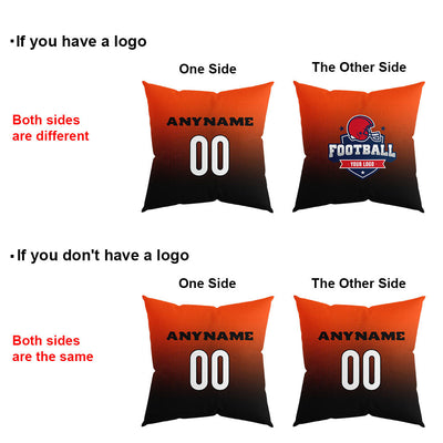 Custom Football Throw Pillow for Men Women Boy Gift Printed Your Personalized Name Number Orange&Black&White enthsush