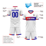Custom Soccer Jerseys for Men Women Personalized Soccer Uniforms for Adult and Kid White&Blue&Red