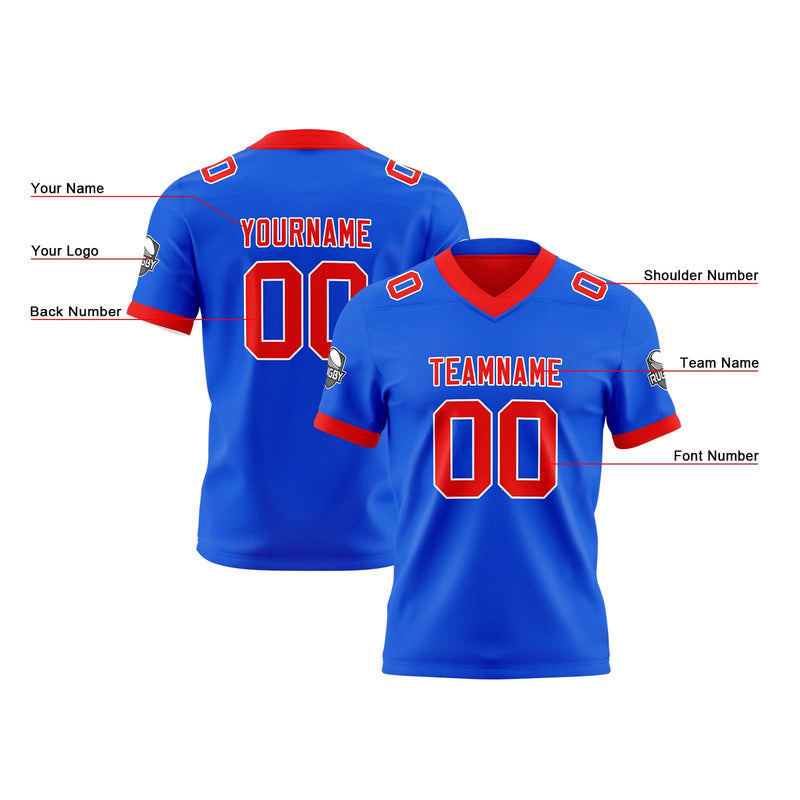 Custom Blue Red Reversible Gradient Football Jersey Personalized Football Shirts for Men Women  Printed Team Name Number Logo