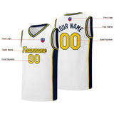 Custom basketball jersey shorts for men and women. Embroidered and printed name, number and logo White