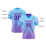 Custom Blue Purple Football Jersey Personalized Gradient Football Shirts for Men Printed Team Name Number Logo