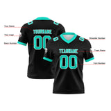 Custom Black Cyan Football Jersey Personalized Football Shirts for Men Women  Printed Team Name Number Logo