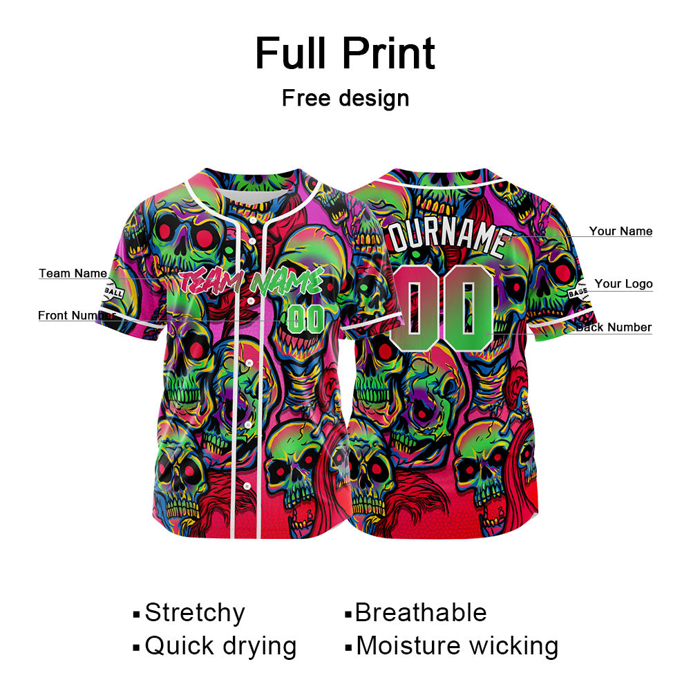 Custom Baseball Jersey Personalized Baseball Shirt for Men Women Kids Youth Teams Stitched and Print Pink&Green enthsush