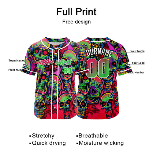 Custom Baseball Jersey Personalized Baseball Shirt for Men Women Kids Youth Teams Stitched and Print Pink&Green enthsush