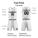Custom White Black Reversible Basketball Suit for Adults and Kids Personalized Jersey