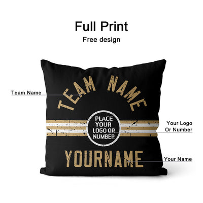 Custom Football Throw Pillow for Men Women Boy Gift Printed Your Personalized Name Number Black & White & Gold enthsush