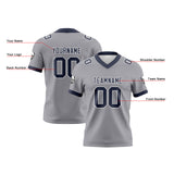 Custom Gray Navy Football Jersey Personalized Football Shirts for Men Women  Printed Team Name Number Logo
