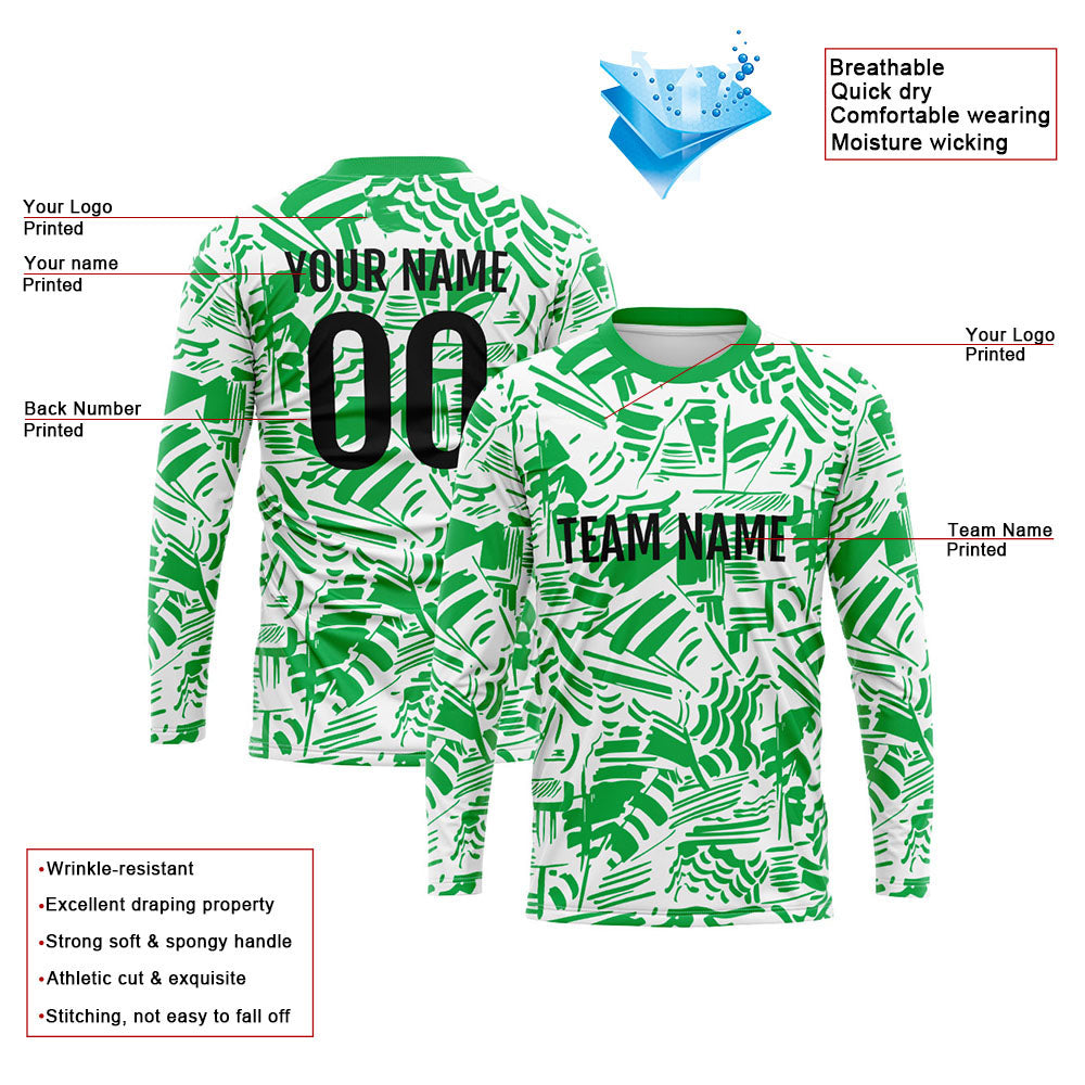Custom Basketball Soccer Football Shooting Long T-Shirt for Adults and Kids Green enthsush