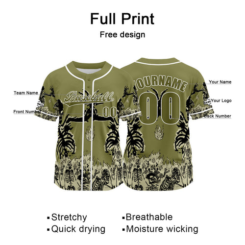 Custom  Olive Green Baseball Jersey Personalized Baseball Shirt for Men Women Kids Youth enthsush