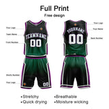 Custom Gradient Green Purple Reversible Basketball Suit for Adults and Kids Personalized Jersey