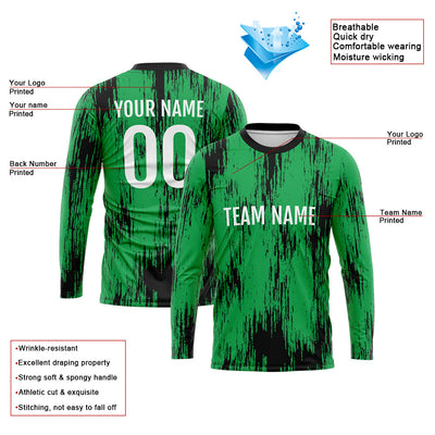 Custom Basketball Soccer Football Shooting Long T-Shirt for Adults and Kids Green-Black enthsush