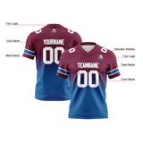 Custom Burgundy Blue Gradient Football Jersey Personalized Football Shirts for Men Women  Printed Team Name Number Logo